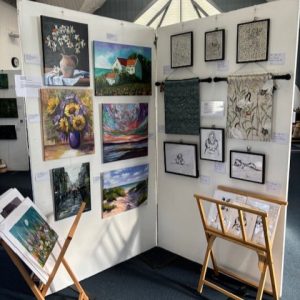 Original paintings, drawings and textile artworks displayed at the 2025 hART Exhibition in Hythe, Kent.