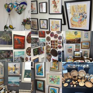 Glass art, paintings, ceramics, illustrations and sculpture displayed by local artists at the HART Exhibition 2026 in Hythe.