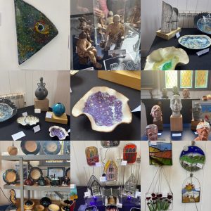 Original artwork including paintings, glass, illustration and handcrafted pieces exhibited at the HART 2026 Exhibition in Hythe.
