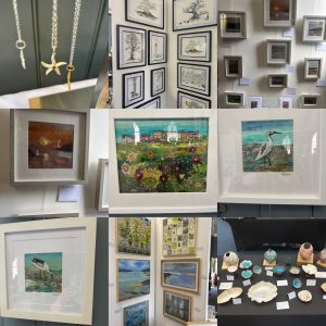 Original paintings, ceramics, glass art, textiles and sculpture displayed at the HART 2026 art exhibition in Hythe, Kent.
