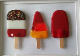 Fused glass ice lolly artwork by Julie Williams, guest artist at the HART Exhibition 2026.