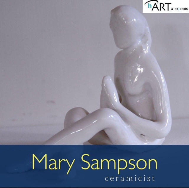 Ceramic figurative sculpture by Mary Sampson, guest artist at the 2024 hART Exhibition
