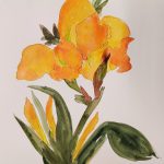 Orange flower watercolour painting by HART artist Nikki Griffith